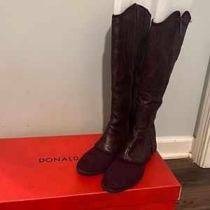 MUST HAVE- Snakeskin and suede knee-length burgundy boots- one of a kind